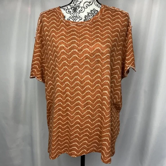 NWT Small Free People Bali Backpacker Tee Rust Combo - Picture 2 of 12